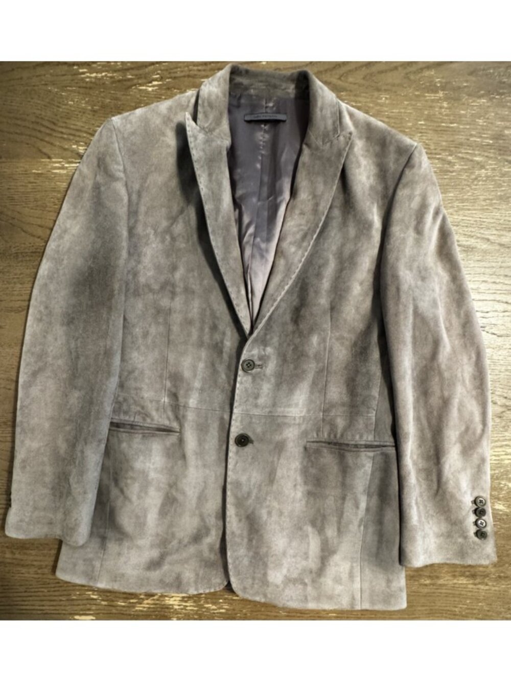 John Varvatos Suede Leather Notch Lapel Jacket Blazer Gray Small Italy Button